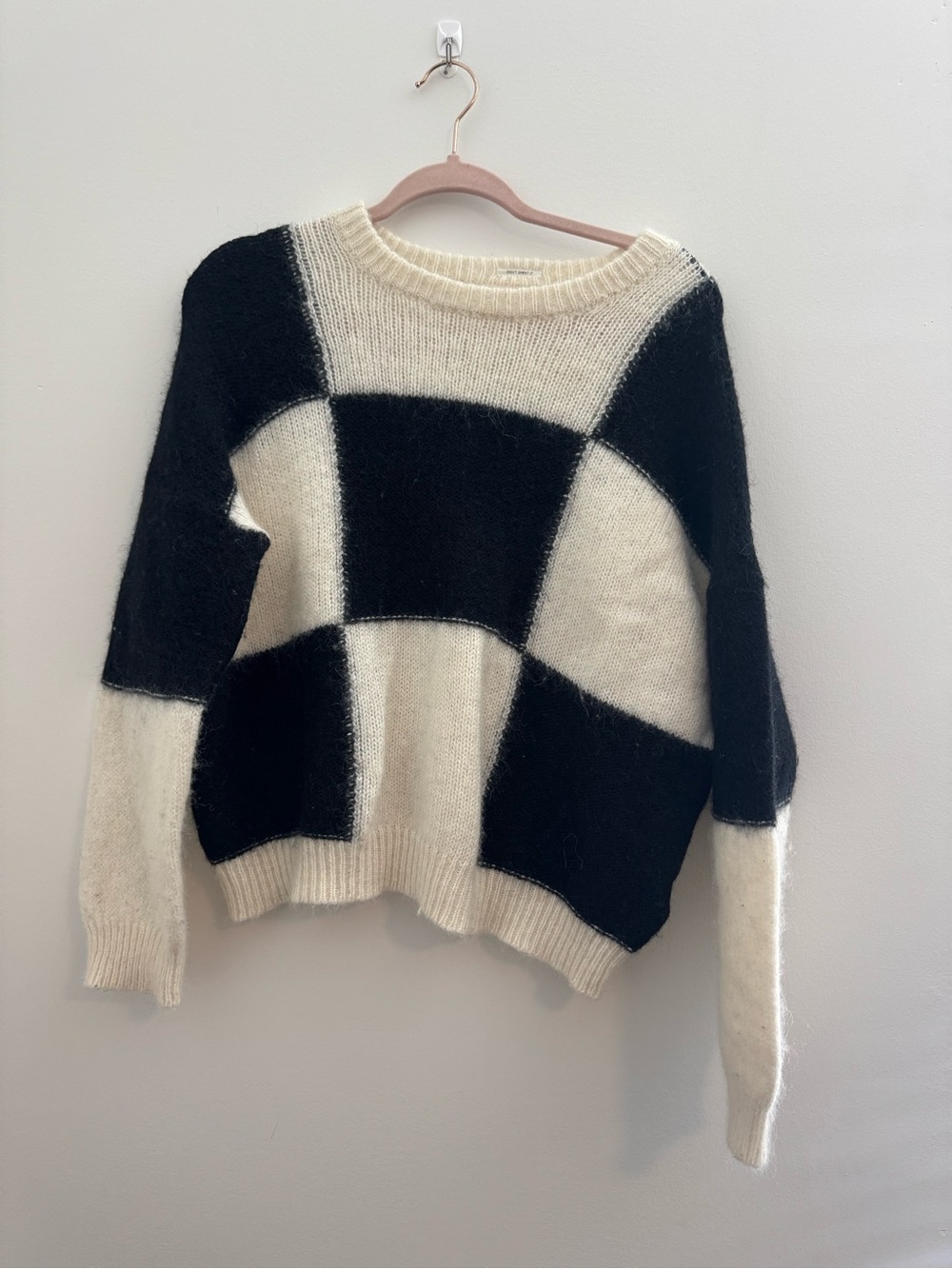 Mother The Long Drop Checkered Entry Fee Alpaca Wool Jumper - Picture 3 of 13